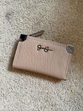 Jessica Simpson Nude Blush Card Wallet with Silver Accents